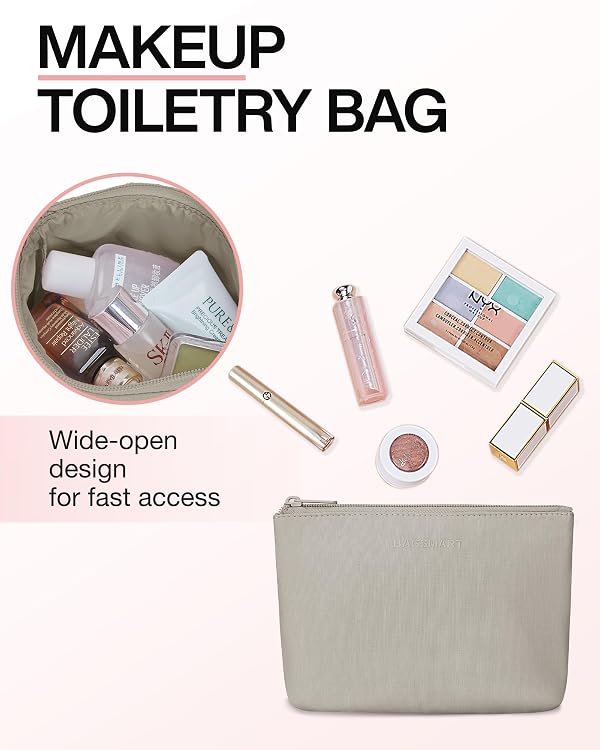 Weekender Bags for Women, BAGSMART Travel Duffel Bags with Shoe Compartment,Personal Item Travel Bag for Airlines, Carry on Overnight Tote Bag with Toiletry Bag(Beige,2pcs) by BAGSMART - Used condition - Image 6