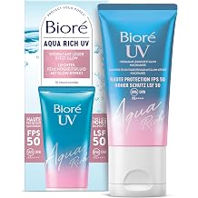 Bior  UV Aqua Rich Face Sun Protection SPF/SPF 50 - Light Moisturising Fluid - With Glow Effect - Content 50 ml - With 1% Niacinamide - Non-Greasy