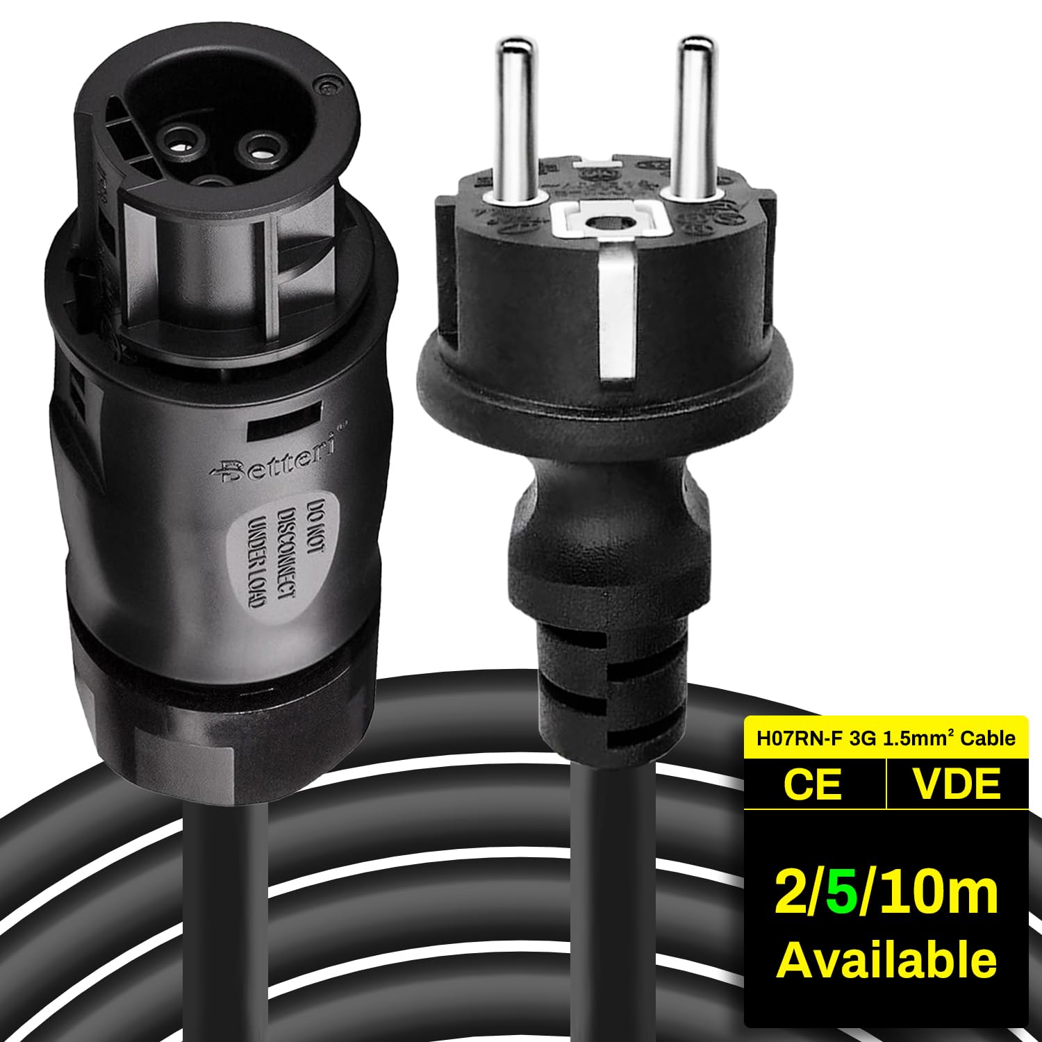 COCOSY 2m/5m/10m Cavo Inverter Solare Alimentazione Schuko CEE-7/7 con Connettore Betteri BC01 Femmina, per Solare Fotovoltaico Microinverter Hoymiles Deye Envertech Huayu Bosswerk NEP TSUN【5M】