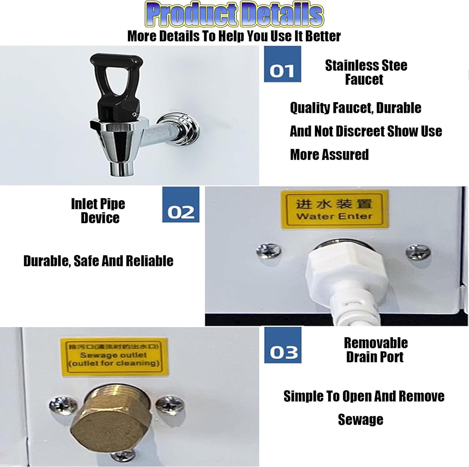 Hot Water Dispenser with Filter and LCD Display, Automatic Boiler for Commercial Use, Wall-Mounted Design,White-50L