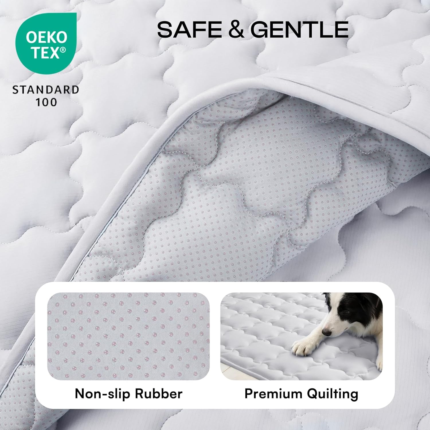 Luciphia Premium Dog Cooling Mat Non-Slip Q-MAX>0.5 Self-Cooling Pad for Medium Pet Indoor Portable Kennel Puppy Bed for Summer Crate Pad for Dog Washable Light Grey 30x40 inches