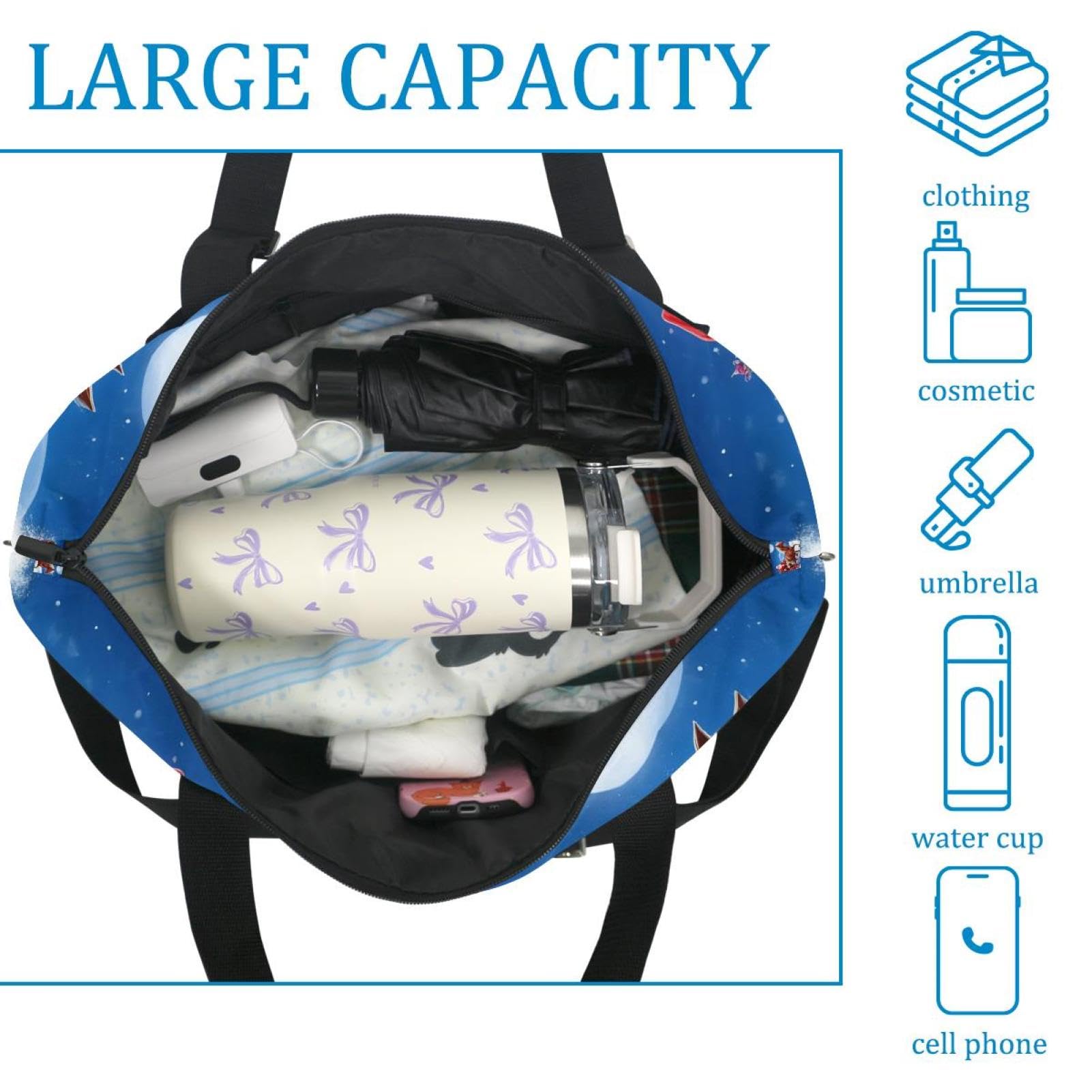 Reisetasche mit Weihnachtsmann-Muster, erweiterbare Wochenendtasche, Übernachtungstasche, wasserdicht, Sport, Fitnessstudio, Krankenhaustasche, Mehrfarbig 5, Eine Größe, Reisetasche