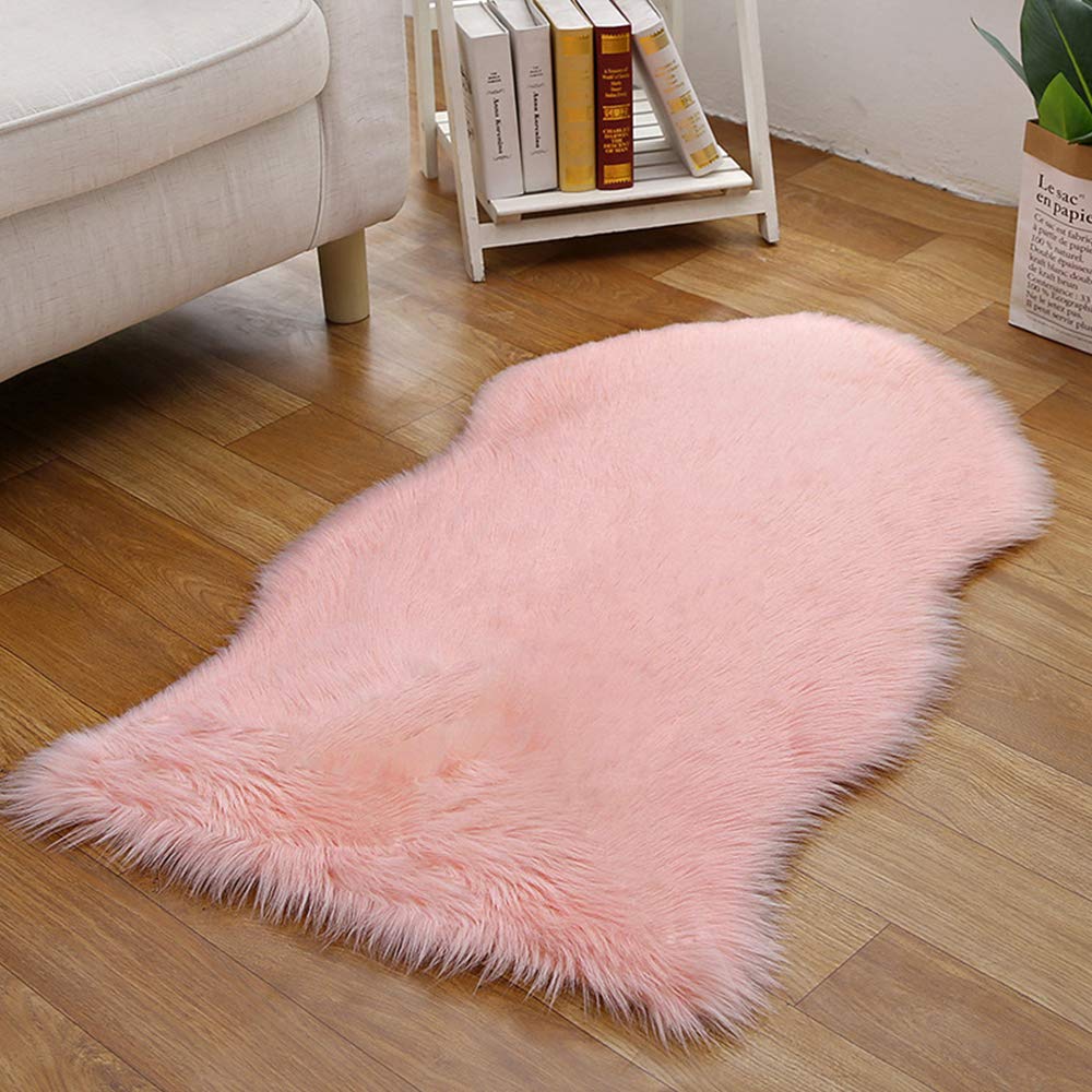 GueTTO Fluffy Faux Sheepskin Area Rug, Super Soft Fluffy Bedroom Rug Faux Sheepskin Fur Rug, Fluffy Rug, Super Soft Fur Carpet Floor Mat for Home Living Room Sofa Floor Bedroom,O,40x60cm