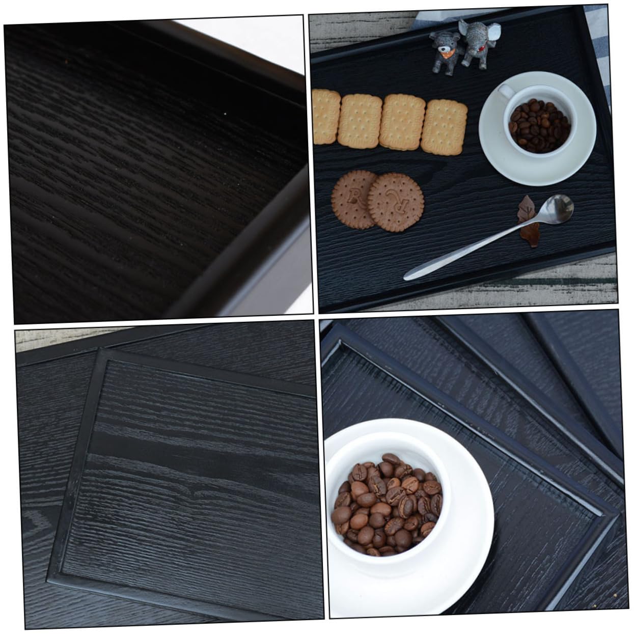 Bandeja Decorativa de Madera Negra para Velas, Estilo Retro, Fácil de Limpiar, Adecuado para Salón y Comedor