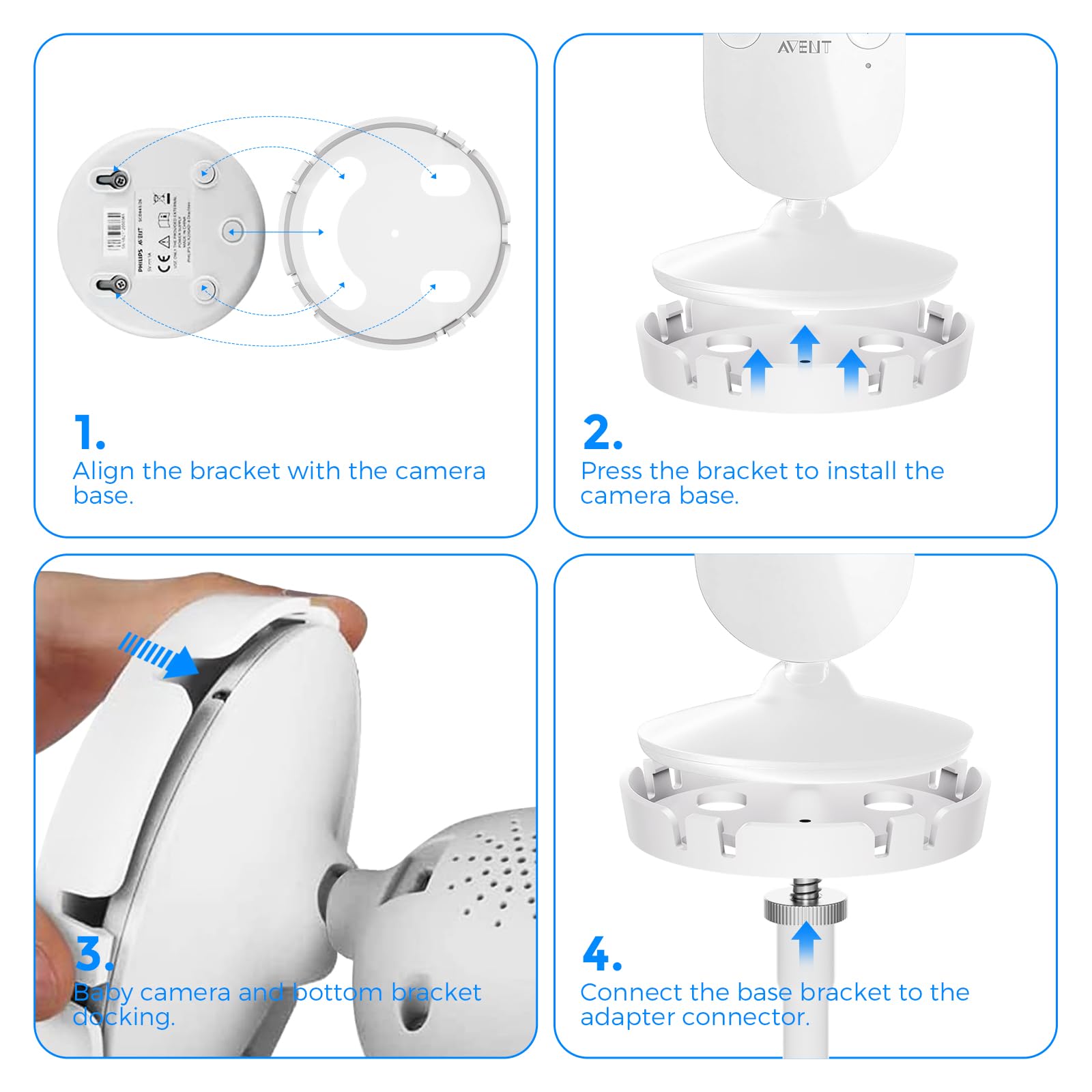 Monitor Clip Holder for Philips Avent Baby Monitor SCD833/26,SCD843/26,SCD845/26,SCD630/26,625,620,Flexible Clip Holder for Philips Avent Video BabyMonitor,Video Babyphone Camera Mount Bracket - Image 4