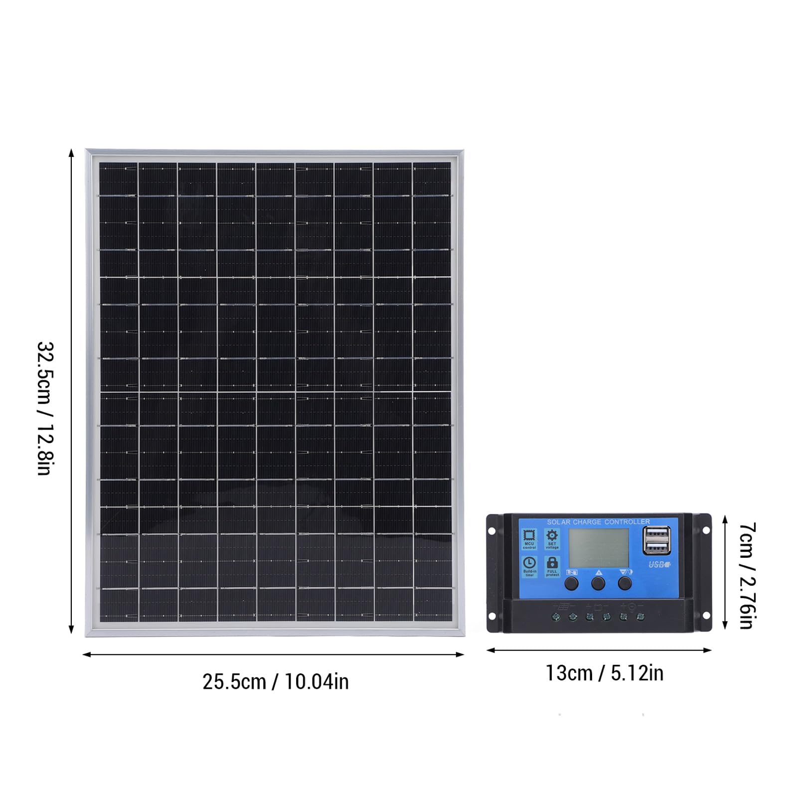 Paneles Solares Portátiles, 15W 12V 24V Kit de Panel Solar Adaptativo Automático con Controlador de 60 A, Paneles de Cargador Solar A Prueba de Agua para Camiones de Casas