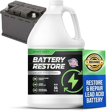 Battery Restorer and Desulfator for Lead Acid - Prolong Life & Boost Charge Capacity, Battery Acid Refill and Additive for Golf Cart, RVs, Bikes, ATVs, Car 64oz