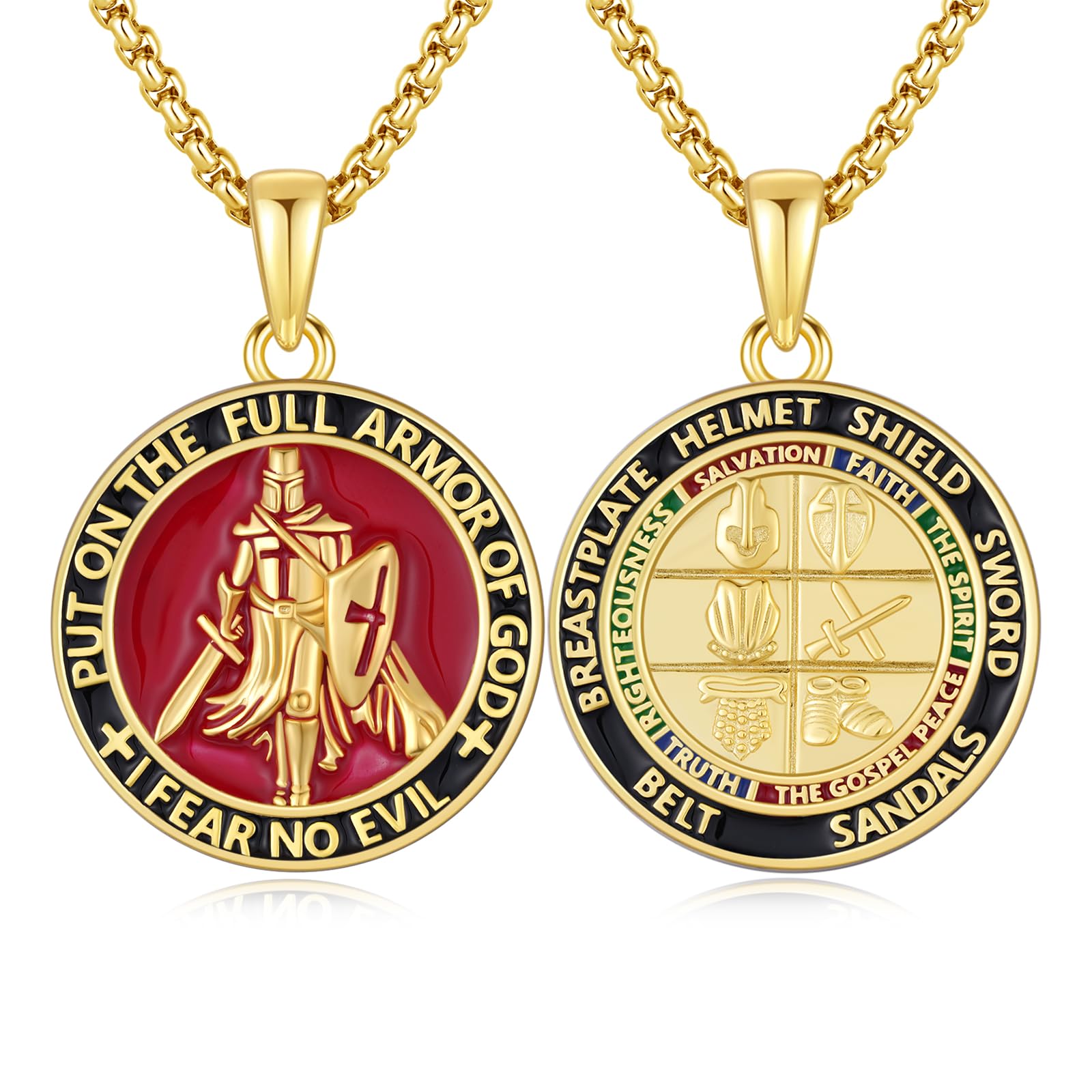 Silver/14K Gold Patron Saint Medal Amulet Necklace for Men Women