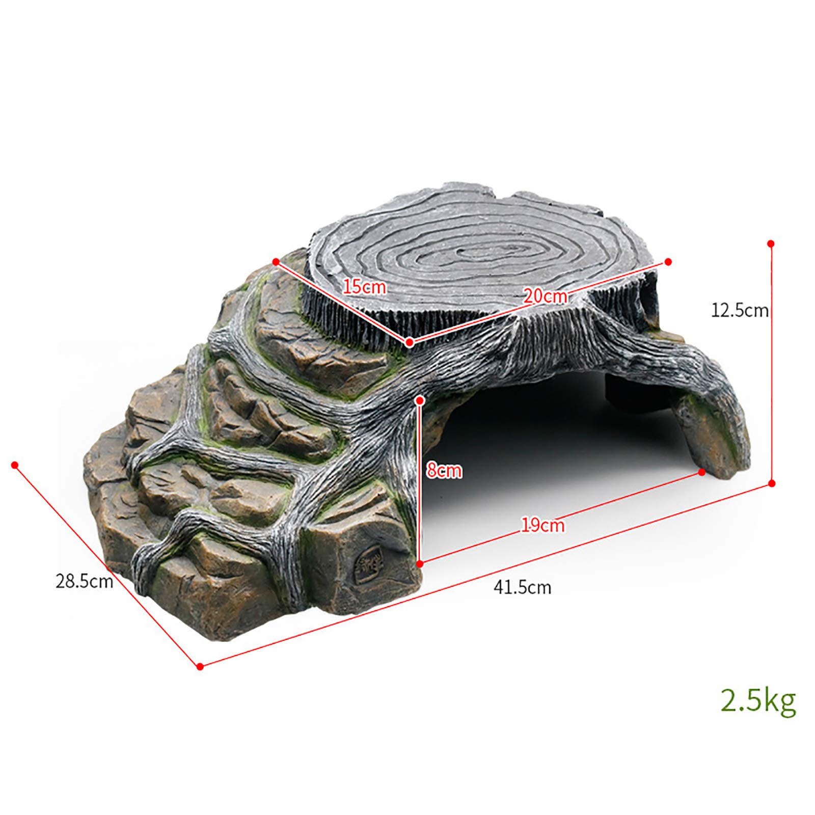 Grotte de Terrarium de Tortues,Résine Plateforme de pèlerinage Habitat caché Aquarium Terrarium décoration Ornement pour Petits lézards Tortues Amphibiens Poisson,XL:41.5 * 28.5cm