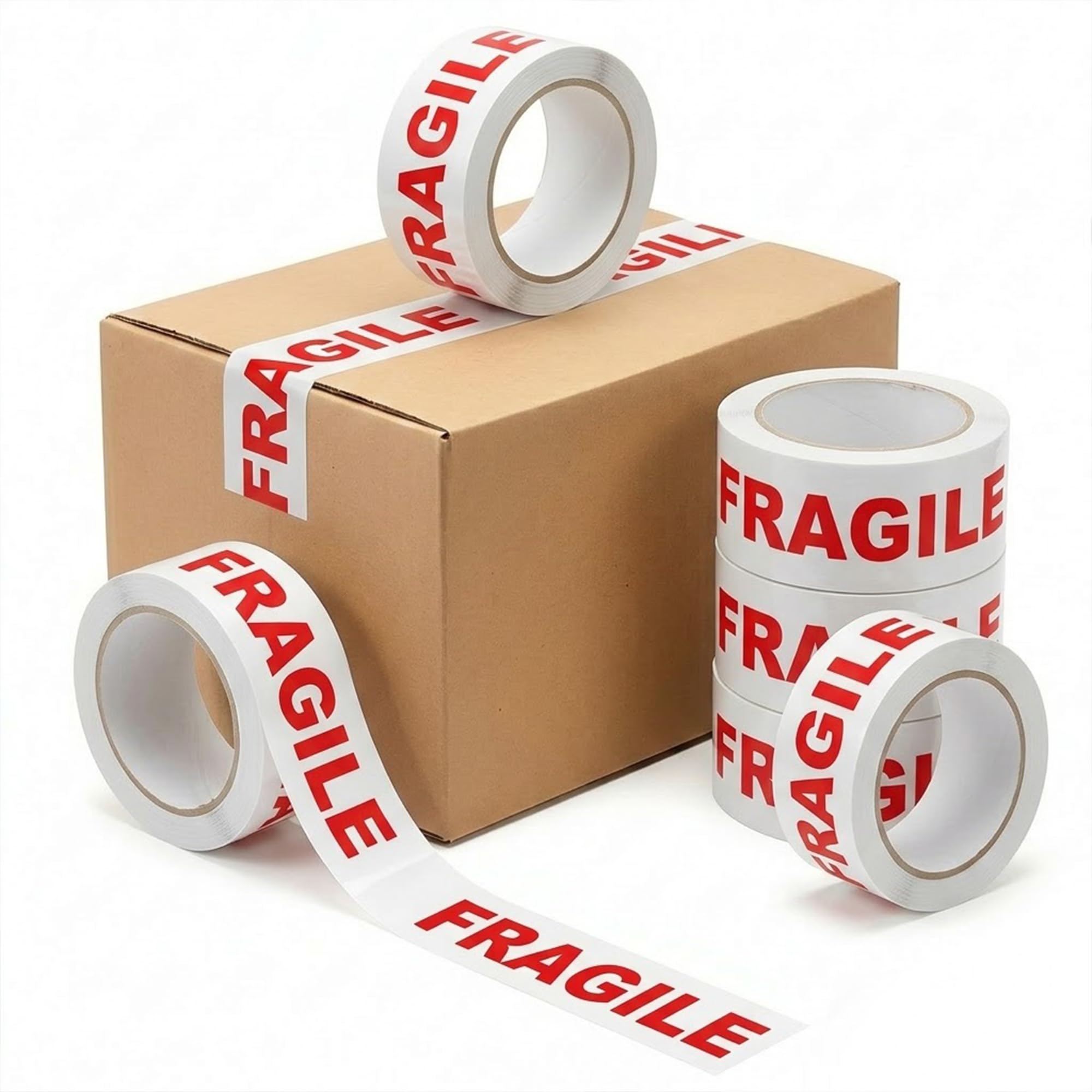 Tezraftaar® 108 x Parcel Packaging Tape Fragile Carton Sealing Tape 48mm x 66m Heavy Duty Strong for Box Packing Shipping Warehouse Industrial Office uses