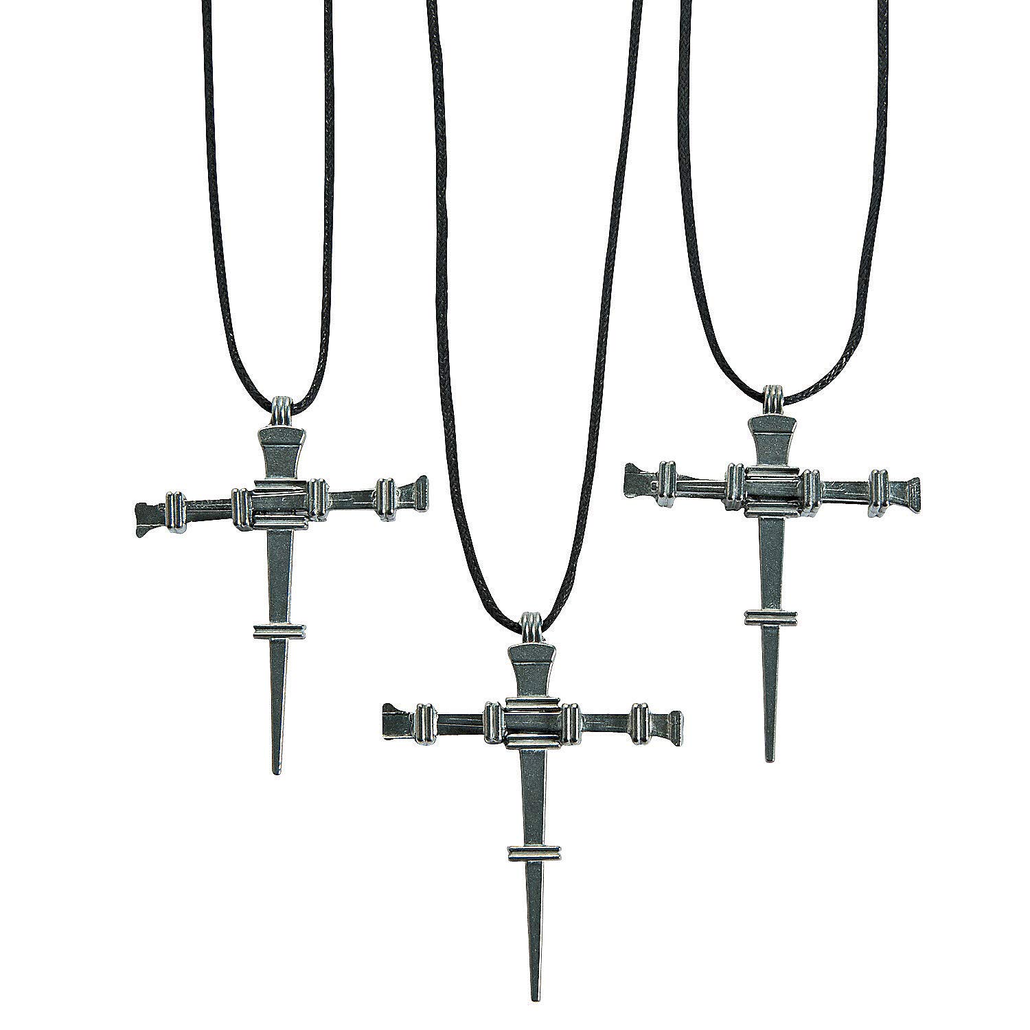 Fun Express Nail Cross Necklaces - Set of 12 - Religious Jewelry
