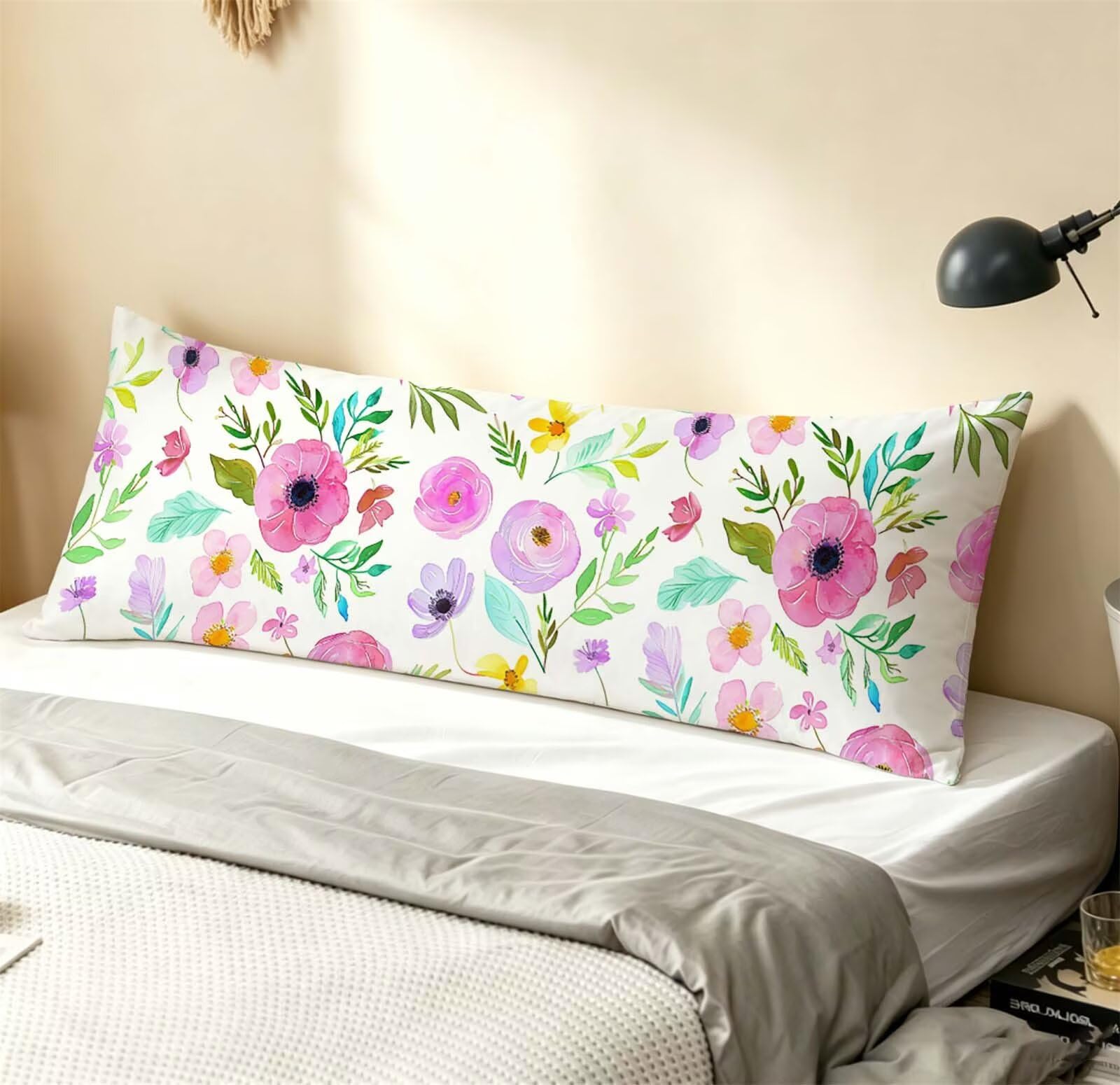 Pink-39 Seitenschläferkissen bezug 55 x 160 cm Schwangerschaftskissen Samt | Ländlich Langes Kissenbezug mit Unsichtbarer Reißverschluss XXL Kissenbezug Komfortkissen für Bett Sofa Deko j-165