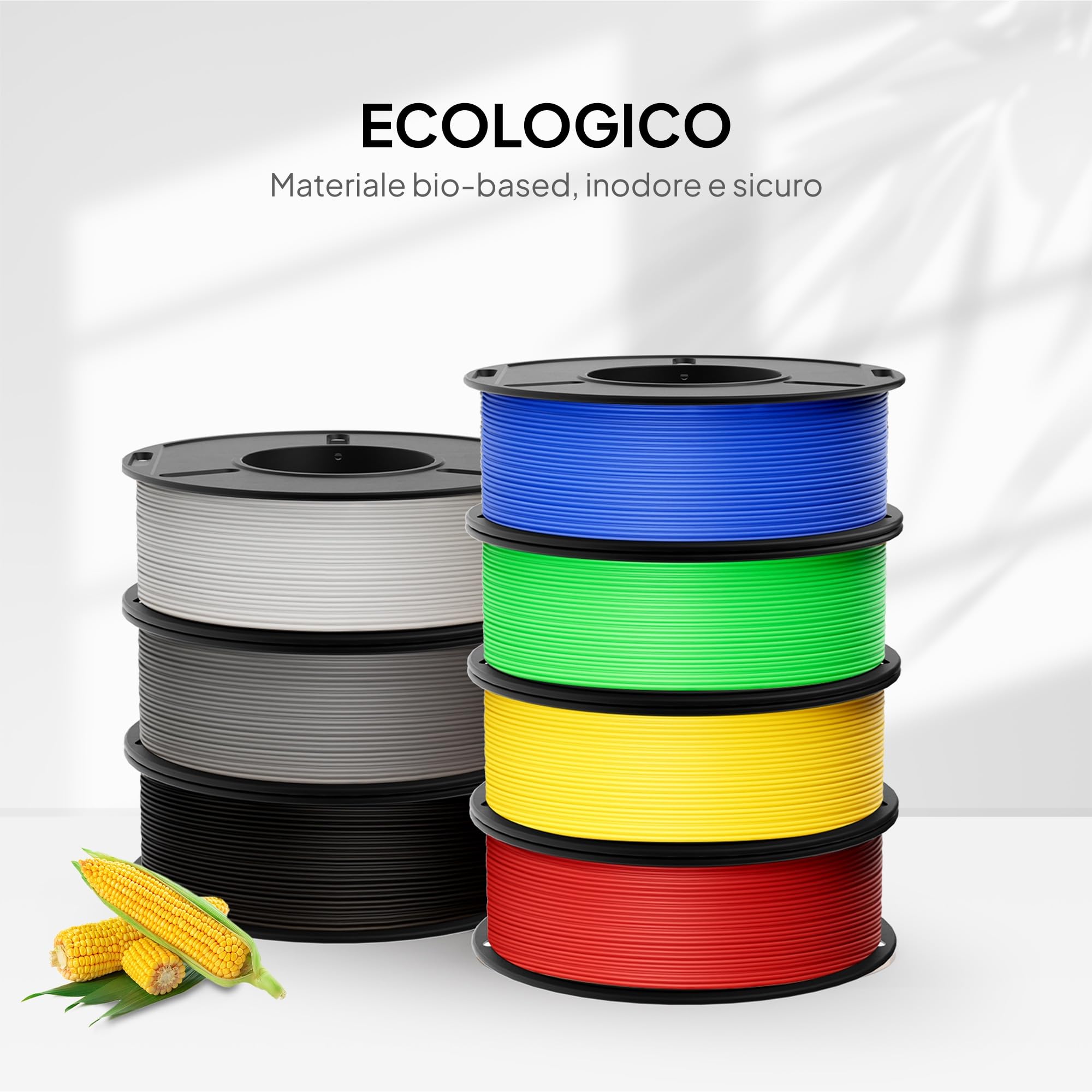 ELEGOO Filamento PLA+ 1.75 mm Multicolore Set da 8 bobine da 250 g, Filamento PLA Plus per Stampante 3D, Precisione Dimensionale +/- 0.02 mm, Filamento per La Maggior Parte delle Stampanti 3D
