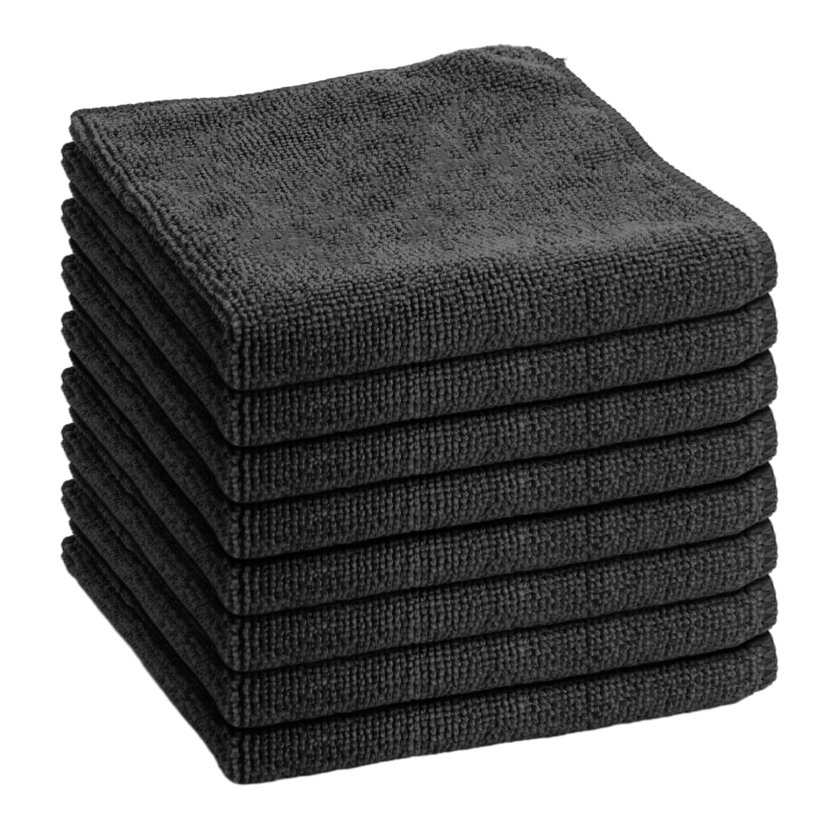 Wisebom Paño de Limpieza de Microfibra, 8 Unidades de paños de Microfibra de Uso General, sin Rayas, tamaño 30 x 30 cm (Negro)