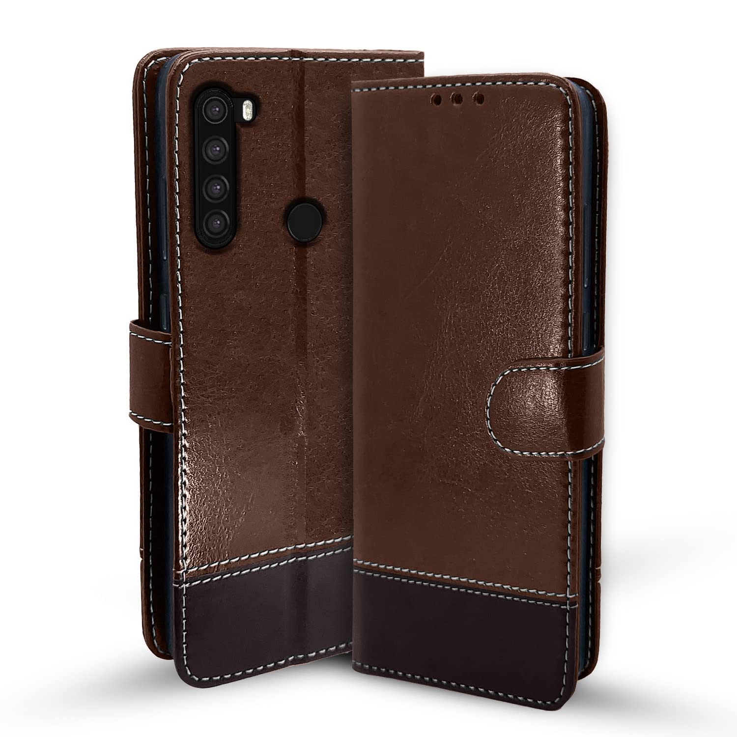Pikkme Mi Redmi Note 8 Flip Cover | Dual-Tone PU Leather Finish | Wallet Style & Stand | Magnetic Flip Case for Mi Redmi Note 8 (Brown & Coffee) (B0B9NG3CDJ) Amazon Price History, Amazon Price Tracker