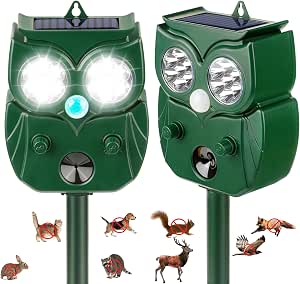 LPLUURAN Solar Ultrasonic Animal Repellent, 2-Pack