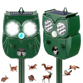 2 Pack 2026 Ultrasonic Animal Repellent Outdoor Deer Repellent Devices Solar Animal Repeller Motion Activated Deterrent to Scare Cat Squirrel Rabbit Raccoon Skunk with LED Flash Lights for Yard Lawns - Amazon product rated Grade B