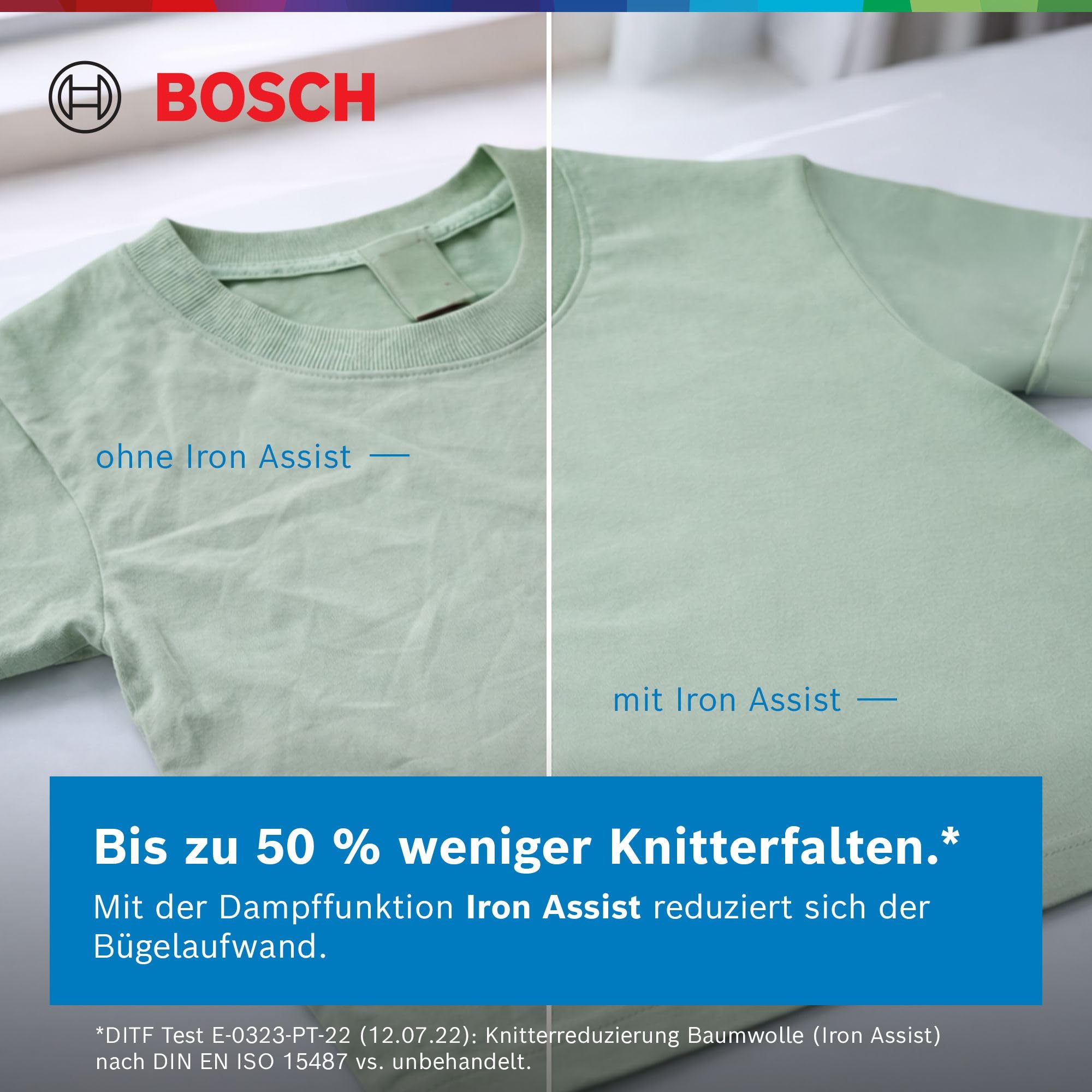 Bosch Serie 6 Smarte Waschmaschine 9 kg 1400 UpM i-DOS WGH244A40 | Barcode-Erkennung für Waschmittelmenge, bürstenloser Motor, Fleckenautomatik für 16 Fleckenarten, Nachlegefunktion