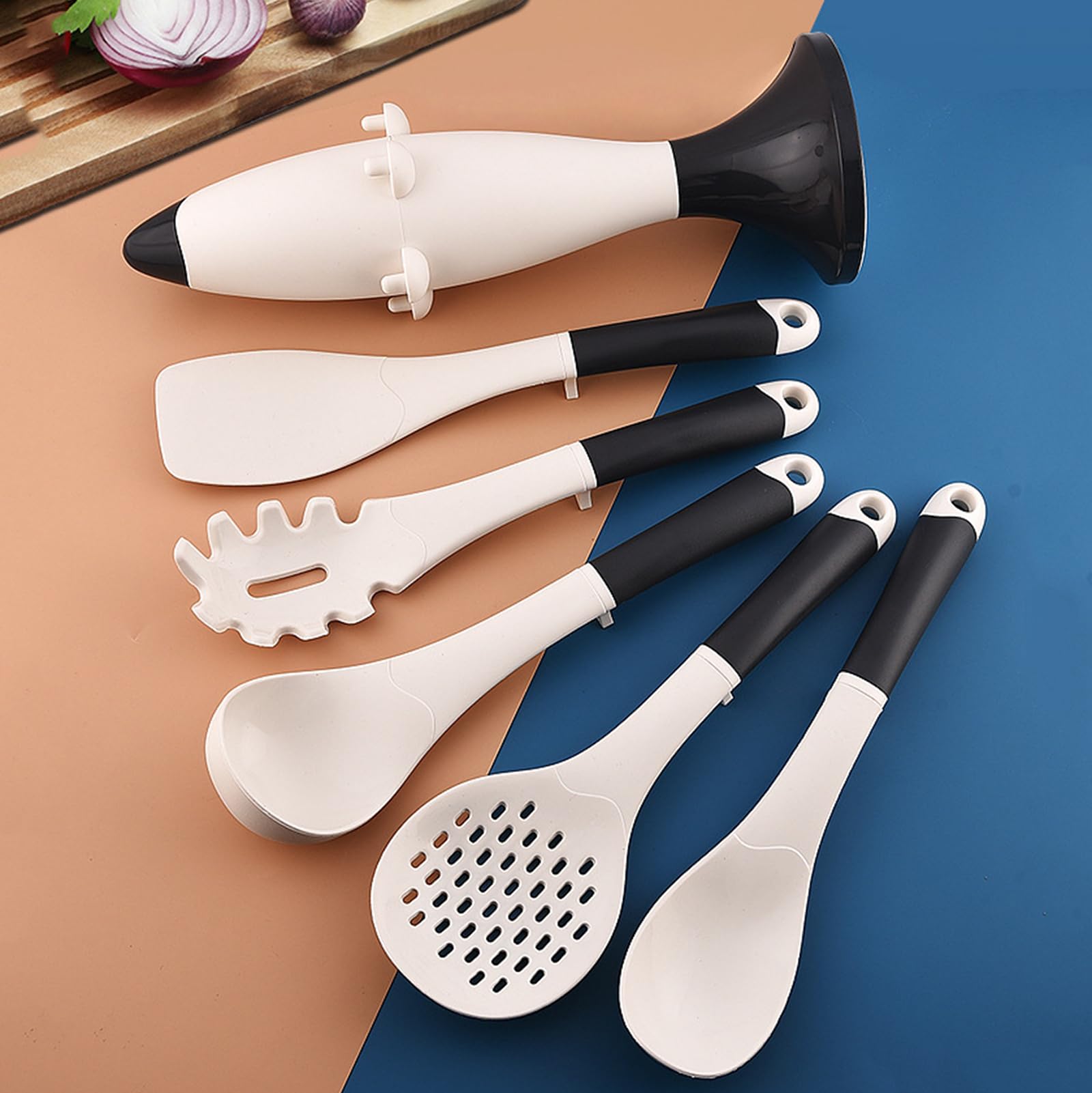 Silikon Küchenhelfer Set, Küchenutensilien Kochgeschirr Hitzebeständig Kochbesteck Backen Kochen Antihaft （6 Stück）