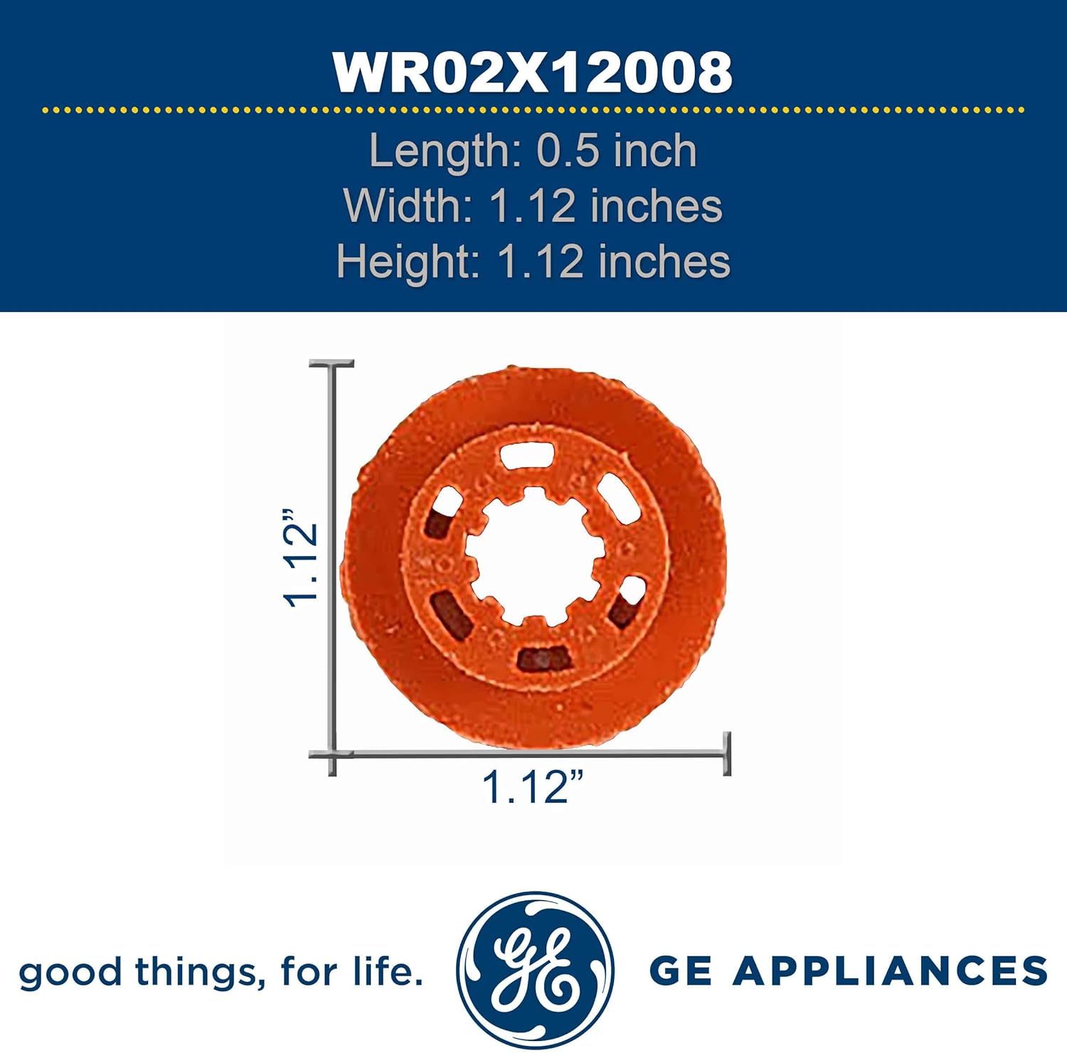 GE WR02X12008 Genuine OEM Evaporator Fan Grommet (Red) for GE Refrigerator
