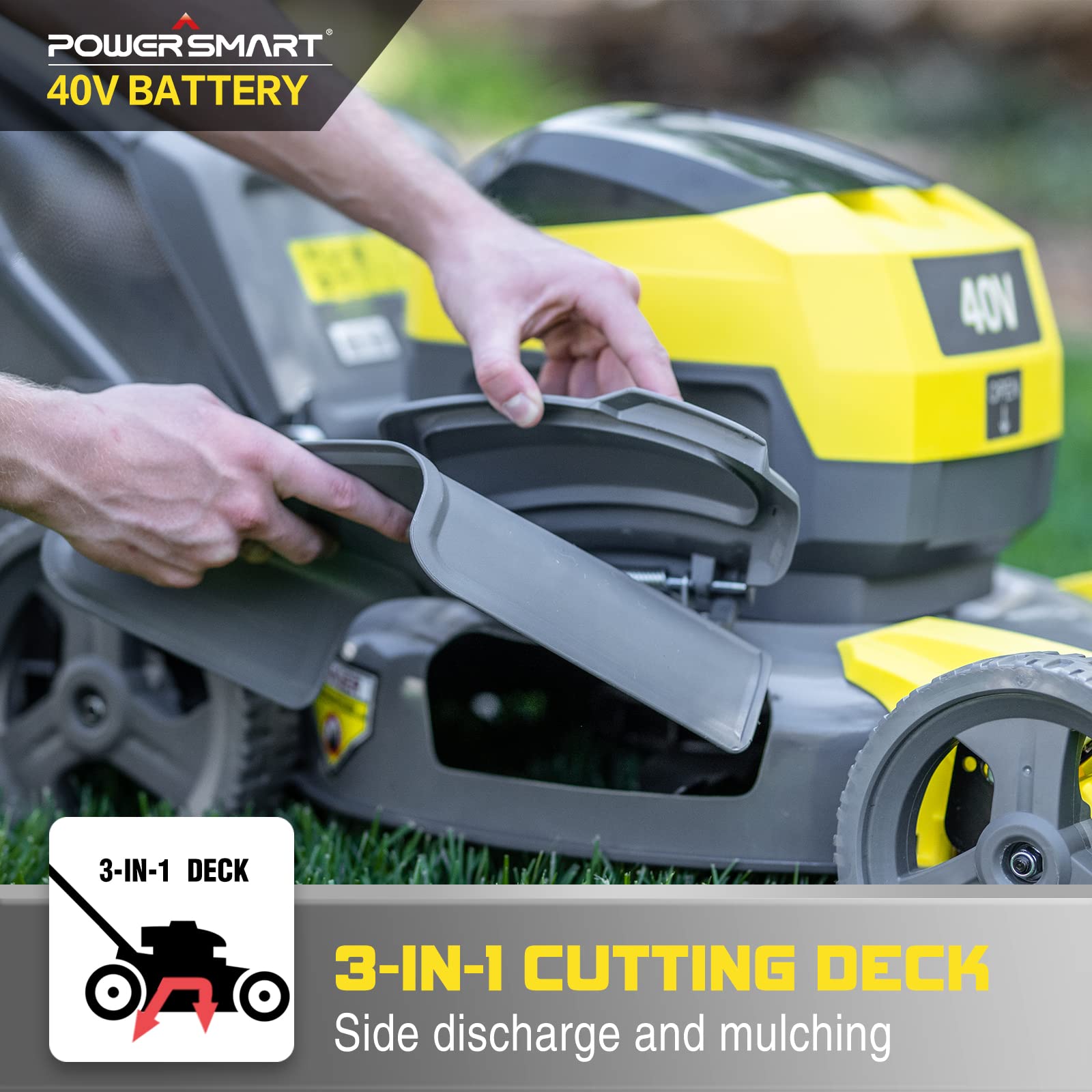 PowerSmart Cordless Lawn Mower, 40V 4.0Ah Push Lawn Mower 17 Inch
