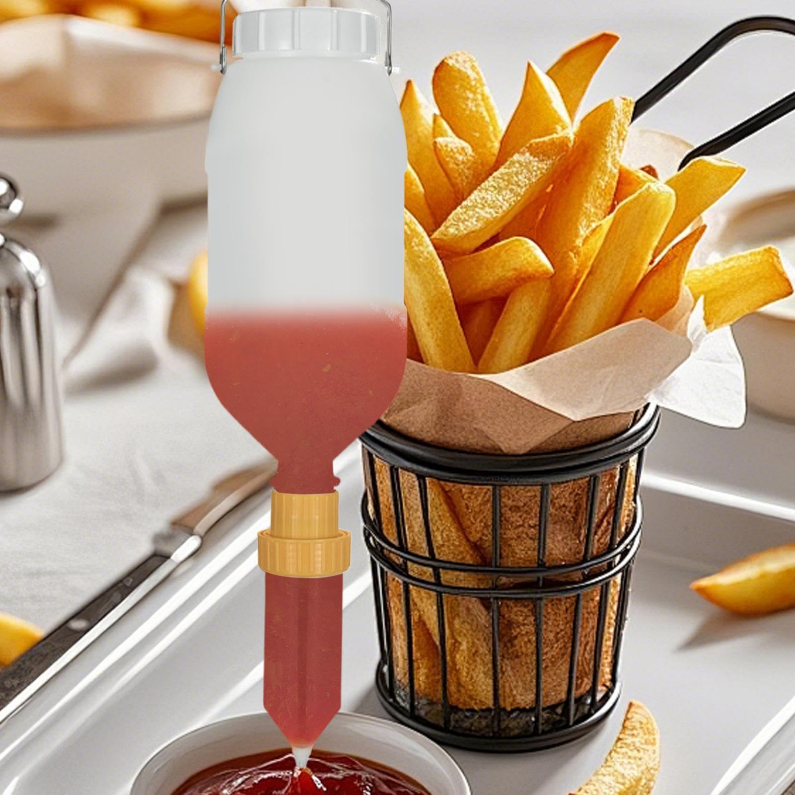 Soßenspender, Spender Für Auspressbare Würzsaucen, Saucenspender Flasche Mit Wandmontage, Nachfüllbare Saucenflasche, 2,5 Liter Auslaufsicherer Gewürzsaucen Behälter Für Senf, Salat, Ketchup
