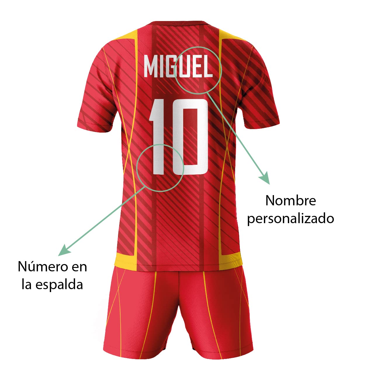 KALLPA Equipación Deportiva de fútbol Personalizada. Unisex niños y Adultos. Camiseta y calzona. Personaliza con tu Nombre, Escudo y número. Diferentes Modelos y Colores.