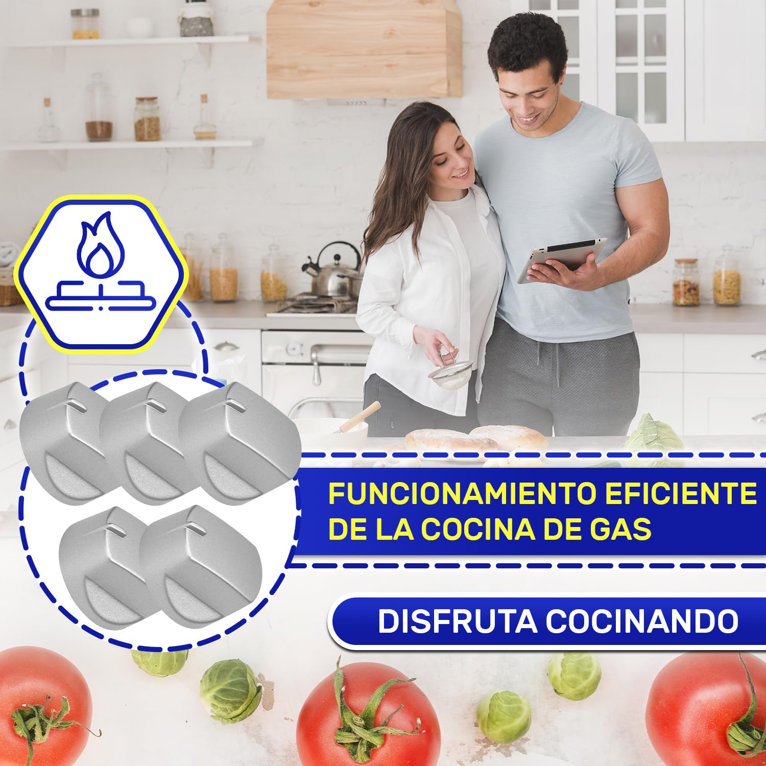 5 Piezas Mando Giratorio para Cocina de Gas Ø 35 mm con Código Original C00260576 para Ariston para Indesit - Garantía de 10 Años - MONTERAL