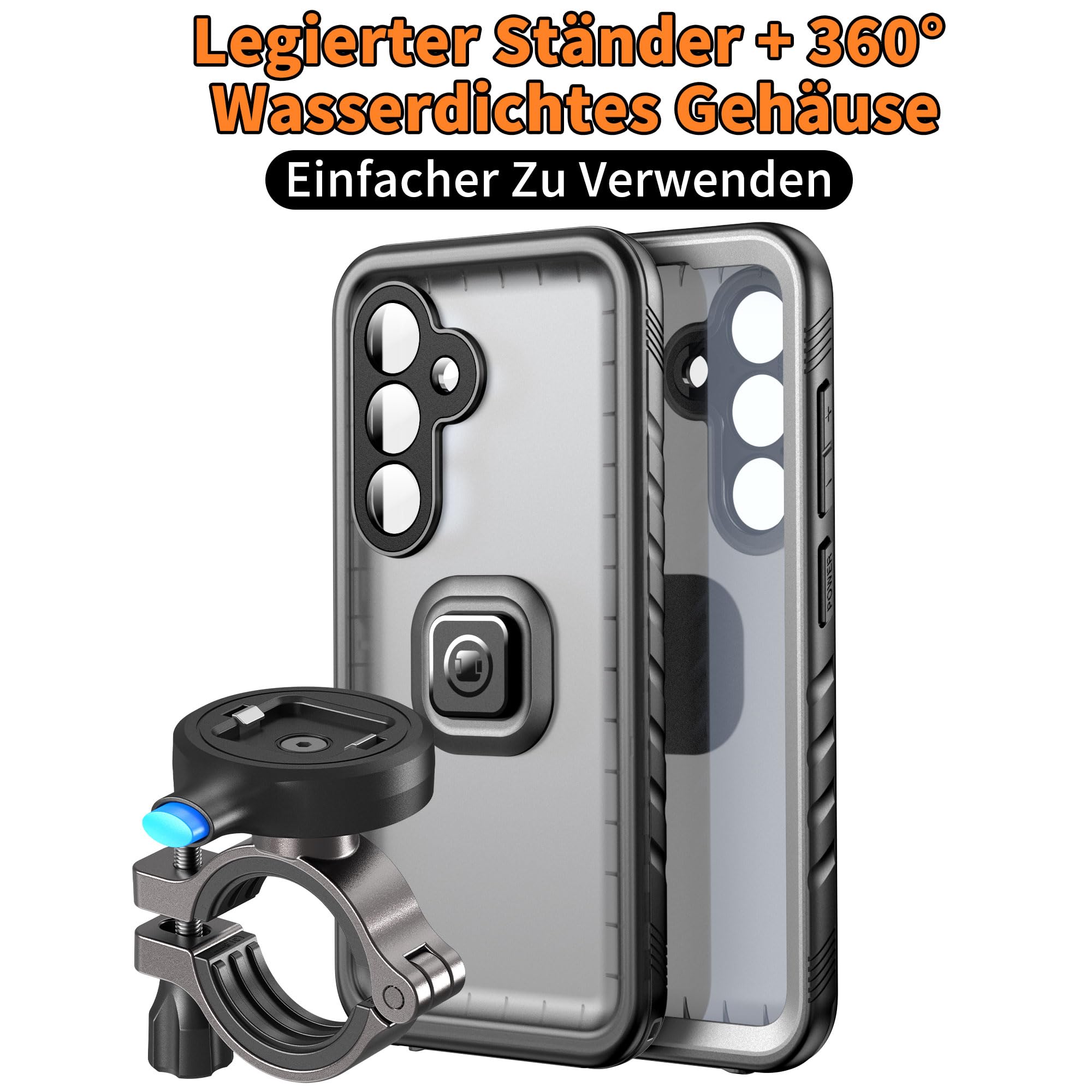 Cozycase 1S-Kn. Wasserdicht Handyhalterung Fahrrad Für Samsung Galaxy S26 | Anti-Diebstahl Hülle Handy Halter Motorrad Lenker Rennrad Mtb Ebike Bike Phone Holder Mount Fahrradhalterung IP68 Waterproof