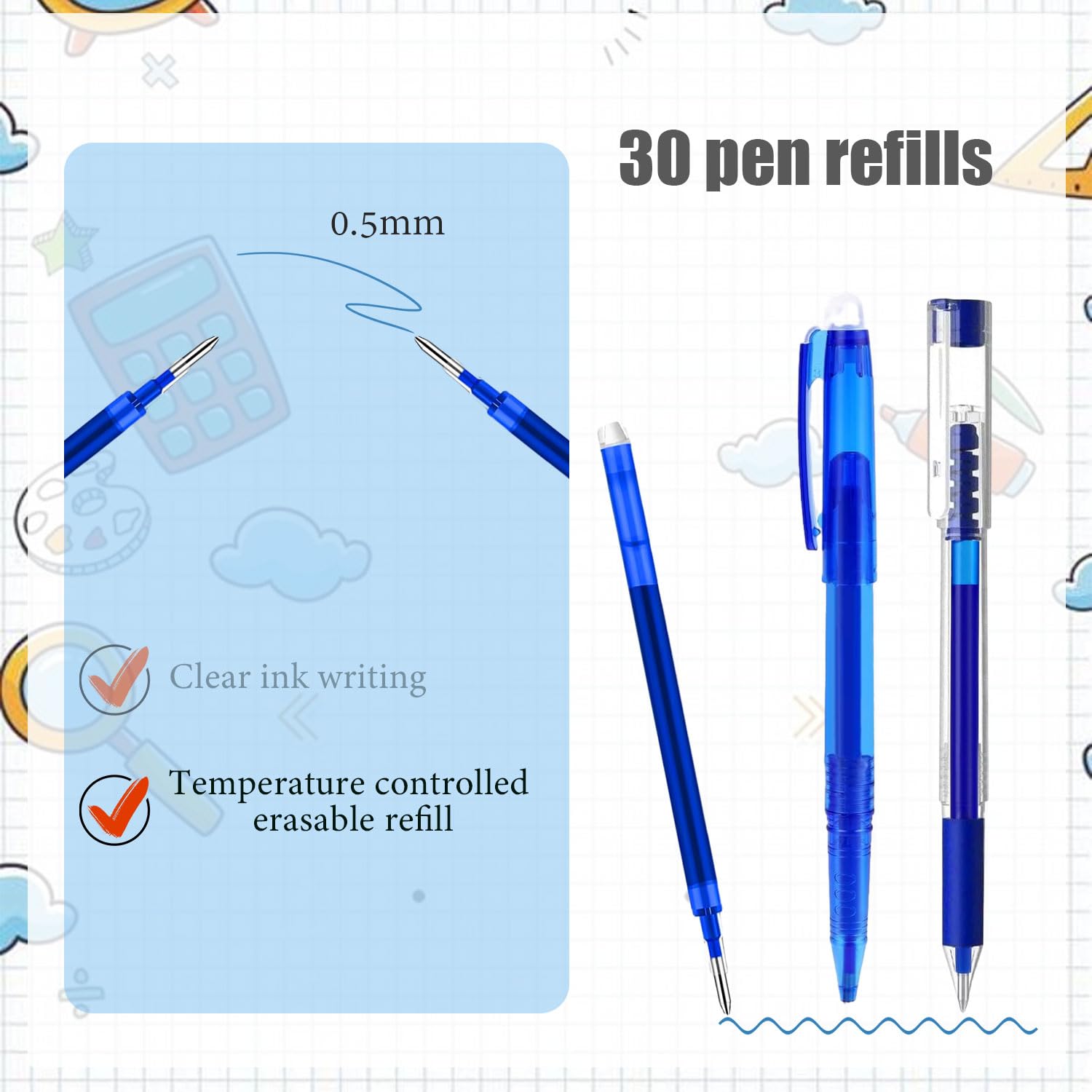 12 Ricariche Penna Gel Cancellabili 0.7mm - Nero, Per Penne A Sfera - Foto 5