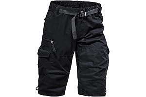3/4 Men's Hiking Shorts: Big and Tall Shorts for Men Stretch Waist