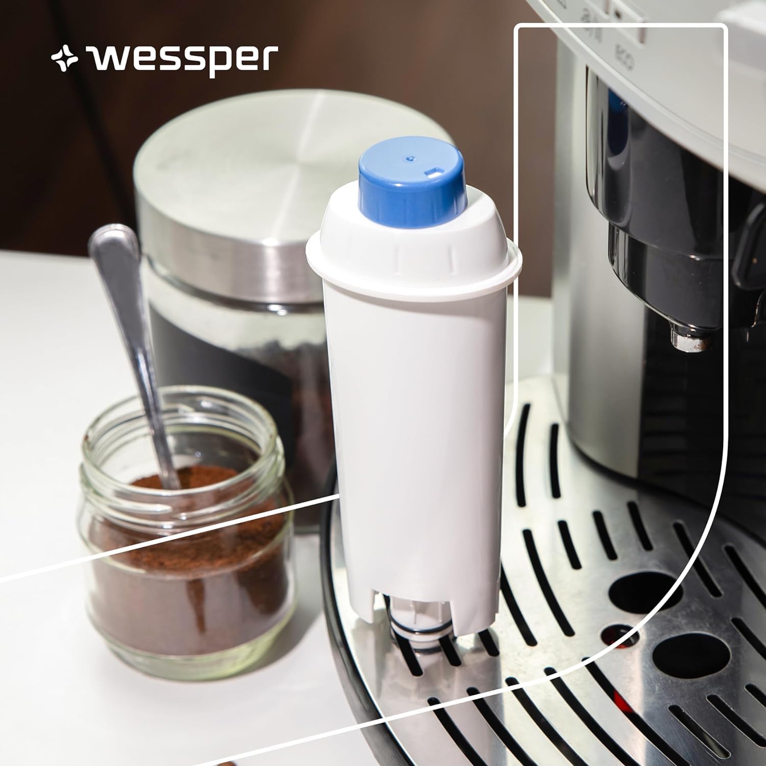 Wessper Filtro Agua para Cafetera Automatica, Filtro Cafetera Delonghi DLSC002, SER3017, ECAM, ESAM, ETAM, SECAM, Serie S, Filtro Carbon Activado para Cafetera - 6 Unitades
