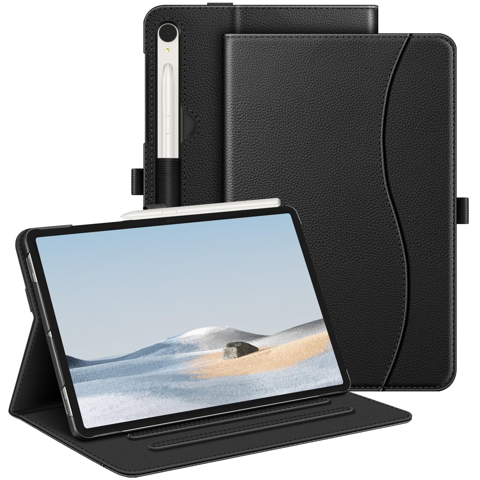 FINTIE Case for Samsung Galaxy Tab S10 Lite/ S10 FE 2025/ S9 FE 10.9 Inch/ S9 11 Inch 2023, Multi-Angle Viewing Protective Cover with Pocket, Auto Sleep/Wake, Black