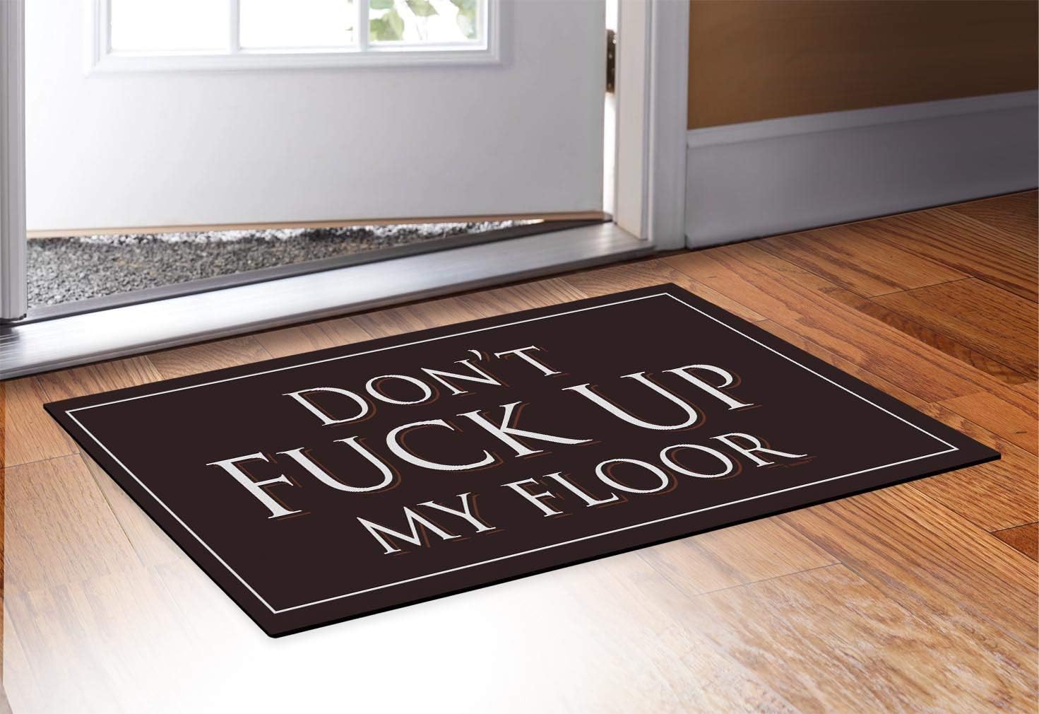 ThisWear Funny Home Decor Don't F- Up My Floor Rubber Welcome Mat for Home RV Apartment Doormat Black