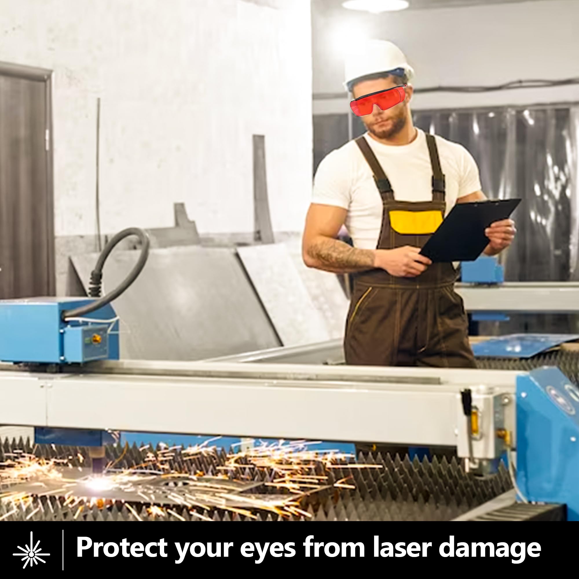 Professionelle 180-540nm Laserschutzbrille OD6+ für grüne Laser mit einer Wellenlänge von 532nm, UV/Violett und Blaulaserbrille, Laserschutzbrille für Lasergravur, Laseraufhellung, mit Schutzgläsern