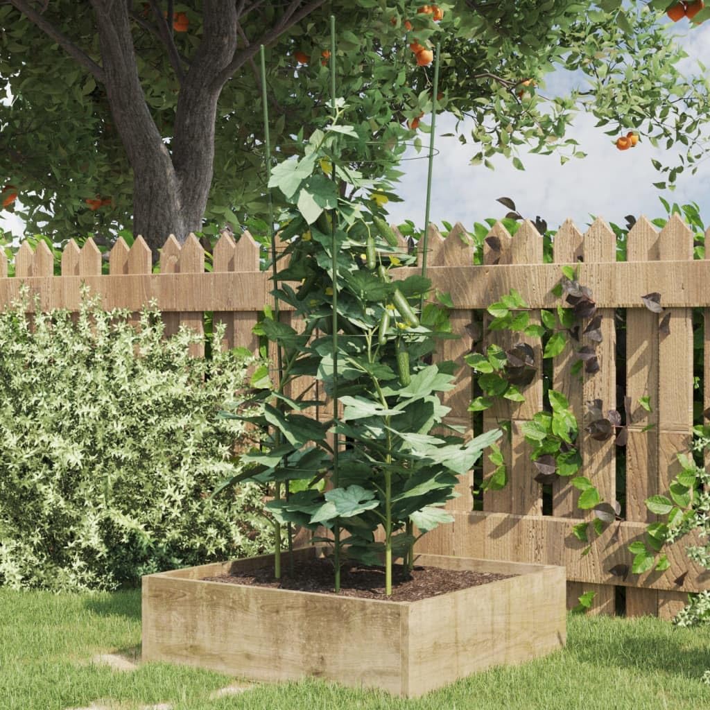 5 szt. podpórki do roślin 90 cm, podpora do roślin pnących i pomidorów, stal z powłoką polipropylenową, zielona
