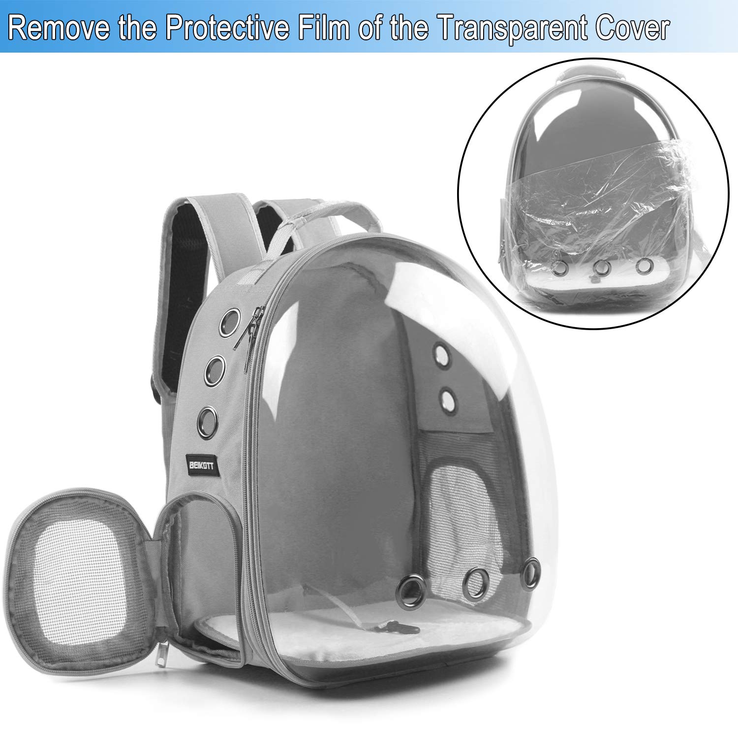 Katzenrucksack Tragetasche, Hunderucksack, Haustier-Rucksack für kleine Katzen, Welpen, Hunde, Hase, von Fluggesellschaften zugelassen, belüftet, transparenter Kapselrucksack für Reisen,