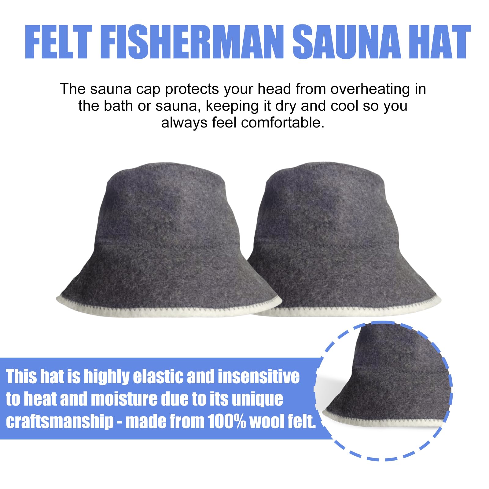 Molbory Lot de 2 chapeaux de sauna en feutre Gris