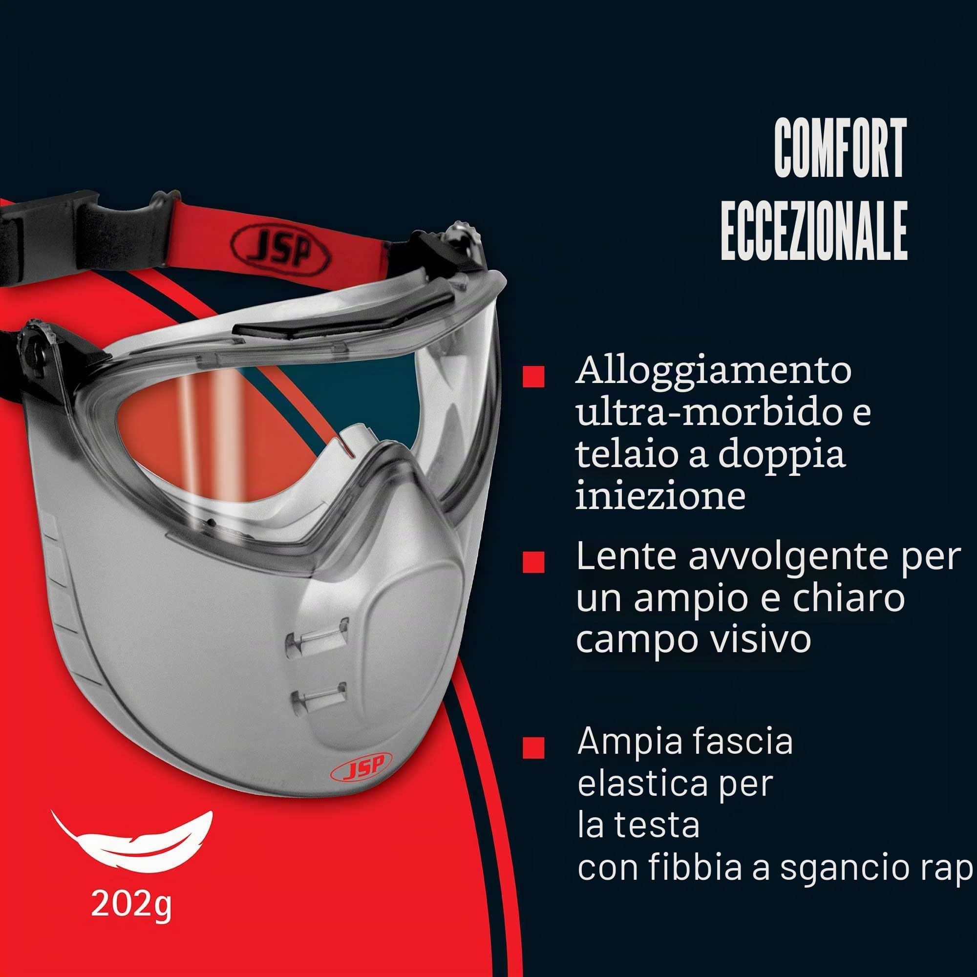 JSP STEALTH 9200 Occhiali di Sicurezza con Schermo Facciale - Antiappannamento Classe N - Protezione Oculare Leggera - Schermo Mobile - Per DIY, Taglio, Laboratorio e Industria - EN 166 e EN 170