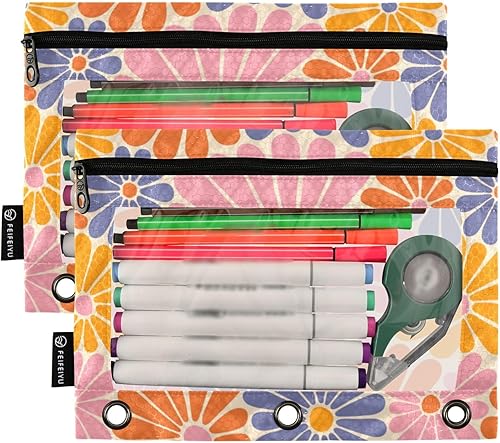 Vista 62 de Gredecor Estuche para lápices con 3 anillos, con cremallera de dinosaurio, paquete de 2 unidades, organizador transparente para la escuela