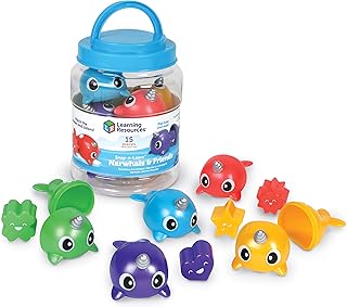 Learning Resources Snap-n-Learn Narwhals & Friends, 15 Pieces, Ages 18 Months+, Baby Toddler Toys, Preschool Learning Activities, Educational Toys, Color and Shape Recognition, fine Motor Skills