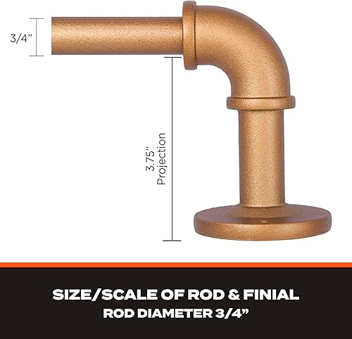 Miniatura 6 de Sun Zero SN47075 Bronn - Barra de cortina envolvente para tubería industrial, 36-66 pulgadas de longitud ajustable, acabado de latón envejecido,