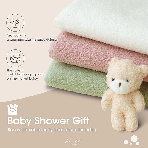 Miniatura 7 de J&Joo Cambiador de pañales portátil, ultra suave, impermeable, cambiador de bebé para viajes, cambiador de bebé, bolsillos de malla de acceso EZ,