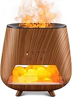 JJNJJN 200ml Essential Oil Diffuser with Himalayan Pink Salt Lamp, Cool Mist Humidifier & 9-Color LED Flame Night Light for Bedroom Relaxation