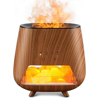 Essential Oil Diffuser for Home: 200ml Aromatherapy Diffuser with Himalayan Pink Salt Rock, Cool Mist Humidifier with Auto Off Function and 9 Colors LED Night Light for Bedroom - Amazon product rated Grade A