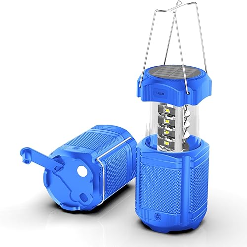 Linterna de campamento de 5000 mAh solar con manivela LED telescópica cargador USB para cortes de energía, lámpara portátil recargable con pilas,