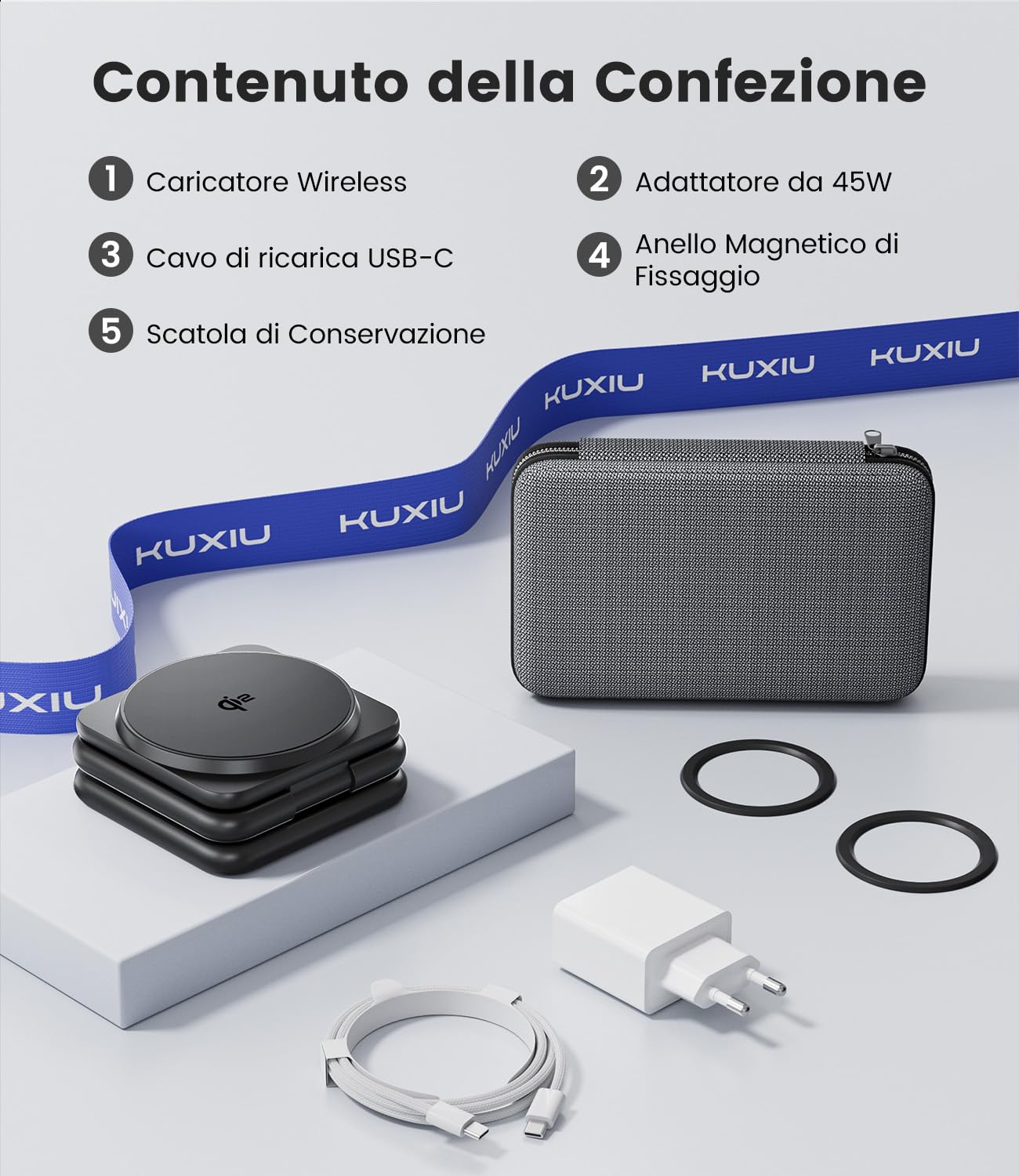 KU XIU Qi2 3-in-1 Magnetica Caricatore Wireless per Samsung | Stazione di Ricarica per Galaxy S26, Ricarica Rapido da Viaggio per Galaxy Watch, per Galaxy Buds (Adattatore 45W Incluso)