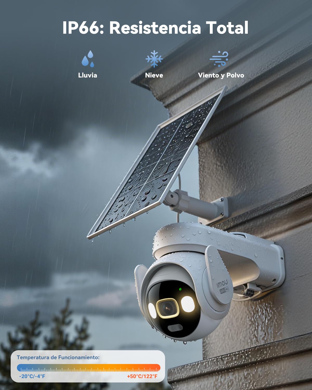 Imou 4K 8MP 4G LTE Camara Vigilancia Wifi Exterior, Panel Solar de 8W, Batería de 15000mAh, Grabación AOV 24/7, Detección de Personas/Animales/Vehículos, Visión Nocturna en Color, IP66, 32GB incluidos