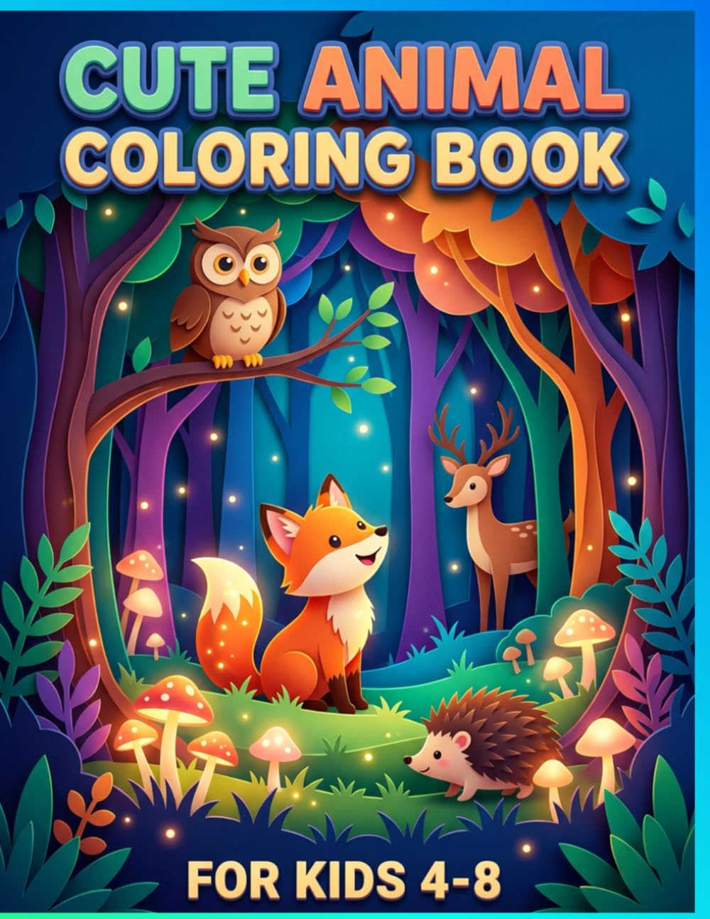 Cute Animal Coloring Book for Kids 4-8: 30+ Big and Easy Illustrations of Adorable Forest and Farm Animals | Fun Coloring Book for Toddlers and Preschoolers Ages 4–8