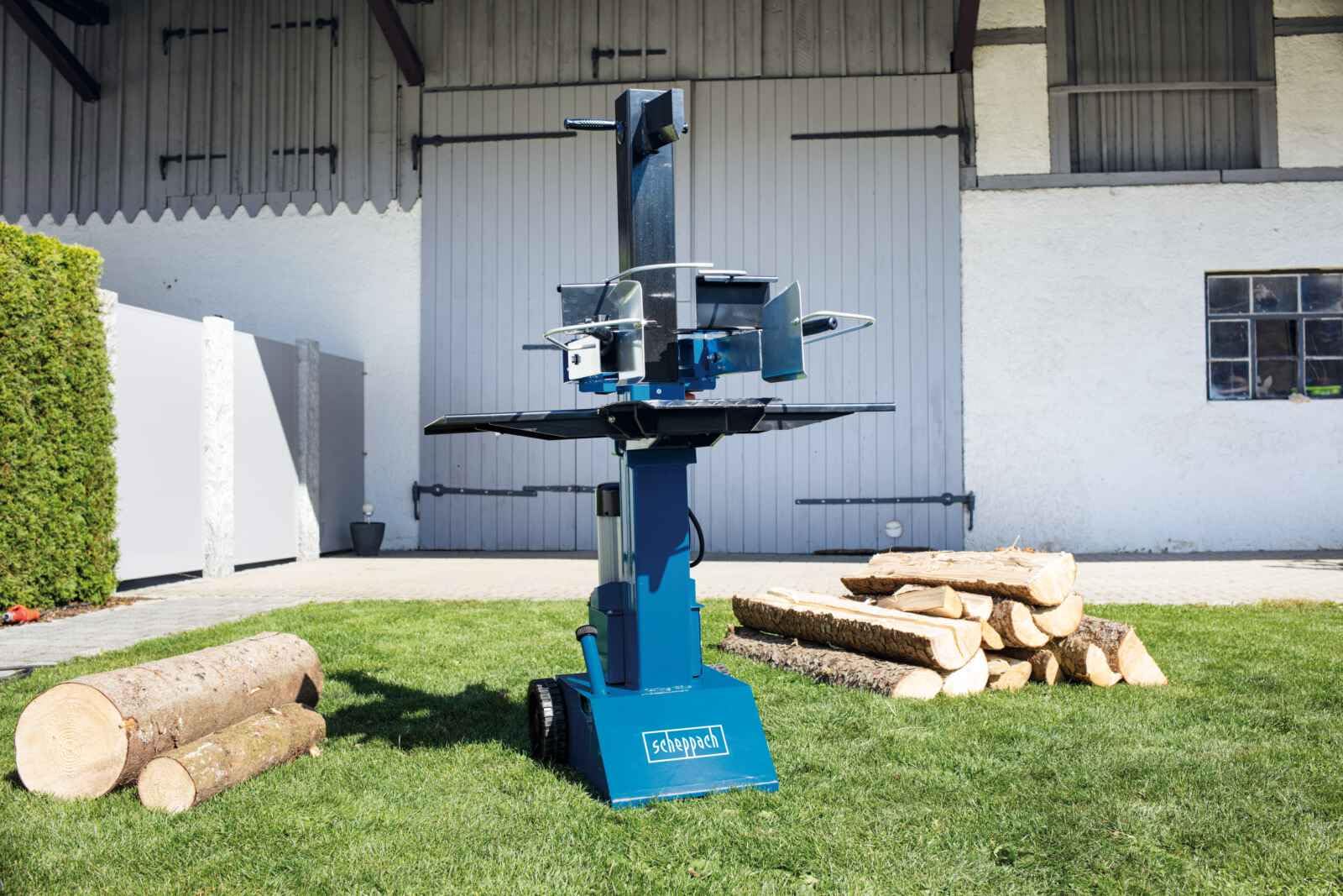 Scheppach Holzspalter stehend HL810 | 8 Tonnen Spaltkraft | 230V 3000W | 550mm Spaltgutlänge | 300mm Spaltgutdurchmesser | Hydraulikspalter Brennholzspalter Kurzholzspalter mit Fahrvorrichtung